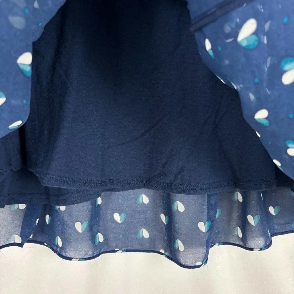 American Eagle Mini Skirt Women’s Medium Blue Heart Print Pleated‎ Flowy